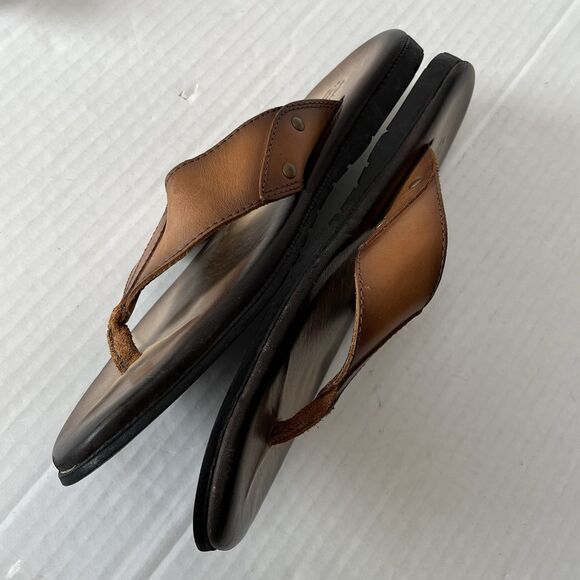 De La Rentis Handmade Leather Flip Flop Slip On Strap Sandals Mens 10 Vacation main image 4